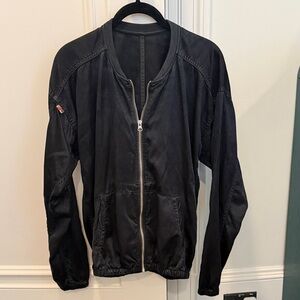 Freecity Black Satin Bomber Zip-Up Jacket